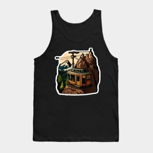 Cable Car in the Mountains Sticker Tank Top